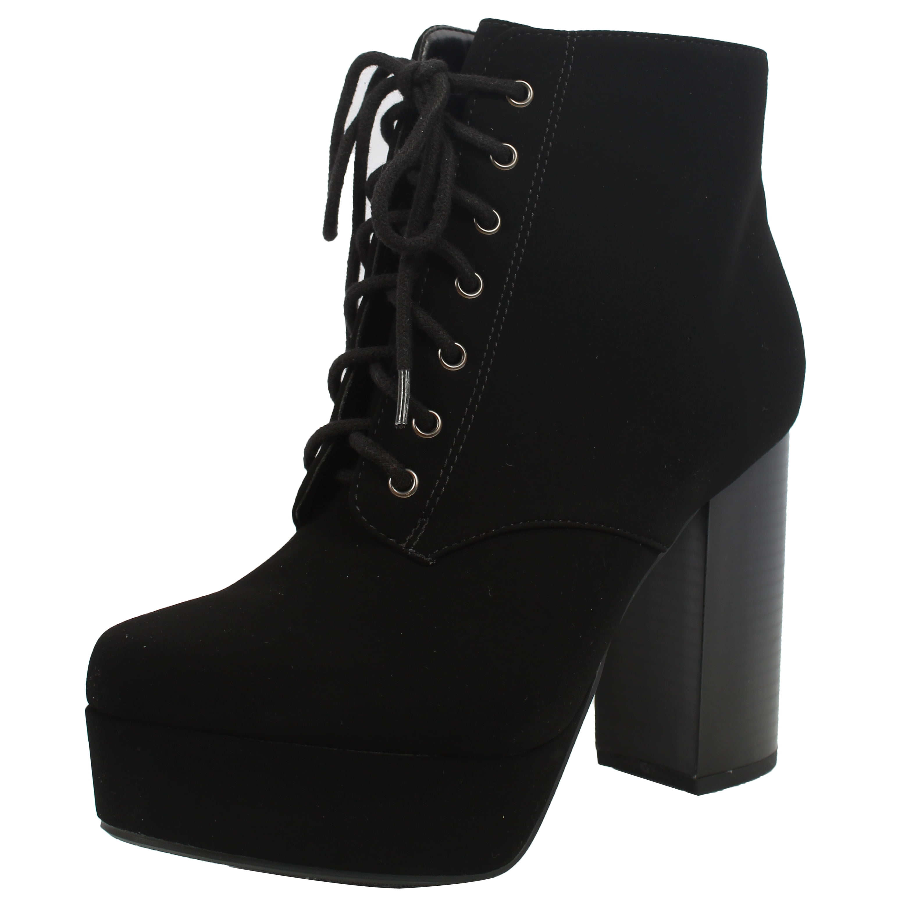 block heel ankle boots lace up