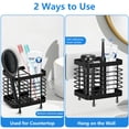 thumbnail image 6 of Rirool Toothbrush Holder for Bathroom, Wall Mounted Stainless Steel Toothbrush and Toothpaste Holder, Bathroom Organizer with Drainage Holes, 2 Slots, Black, 6 of 9