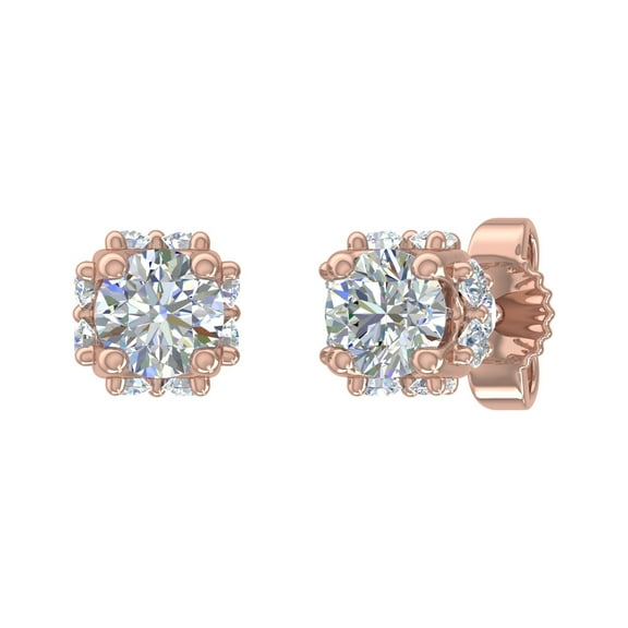 Royal 1/2 Carat Diamond Stud Earrings in 14K Rose Gold - IGI Certified