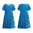 thumbnail image 3 of Bixox Robe d'Été à Manches Courtes pour Femmes Robe Ample Longueur Genou avec Poches-Bleu Noël, 3 of 7