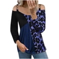 thumbnail image 1 of Camiseta de manga larga sin tirantes con estampado de leopardo a la moda para mujer Pompotops gfhjh20845, 1 of 4