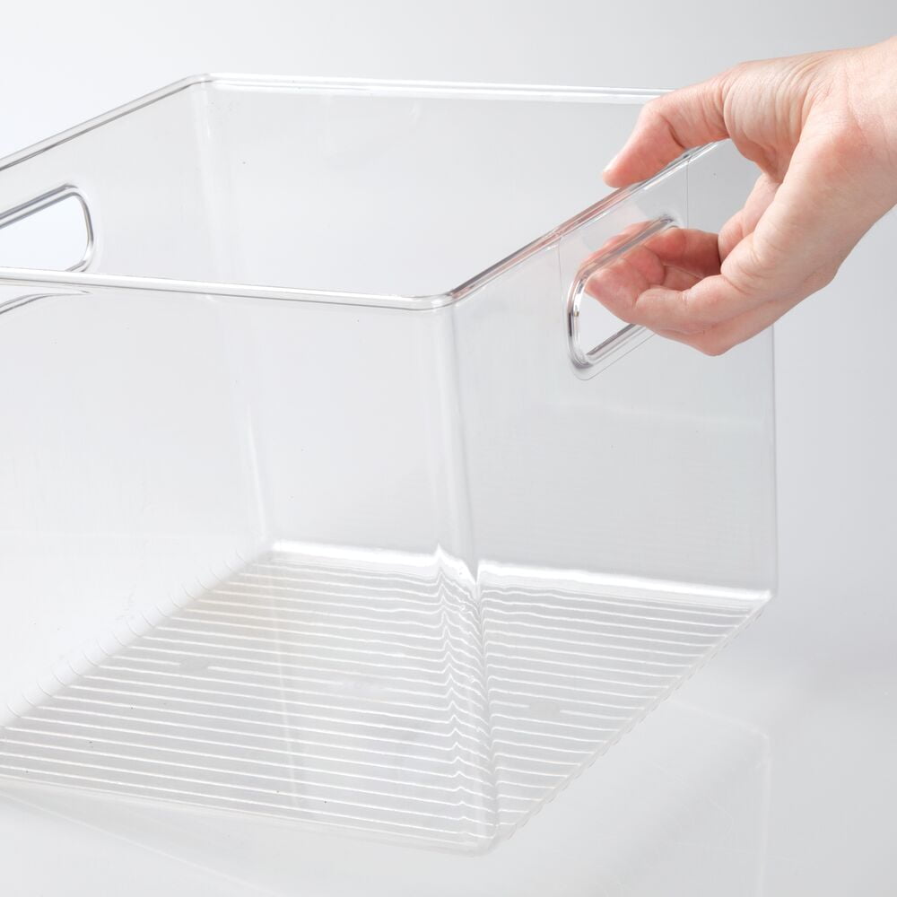 mDesign Plastic Kitchen Pantry Storage Organizer Bin with Handles, 8 Pack, Clear