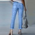 thumbnail image 5 of CIENVNSTG Women Jeans High Waist Stretchy Ripped Jeans Trendy Raw Hem Straight Leg Jean Distressed Denim Pants with Pockets Blue M, 5 of 7