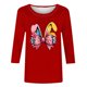 thumbnail image 3 of Camisetas Casuales de las Mujeres Impresas 3/4 Manga Cuello Redondo Blusa, Moda Ligera Superior para el Hogar Y el Uso Diario, Cómoda Imitación de la Tela Del Estante, 3 of 5