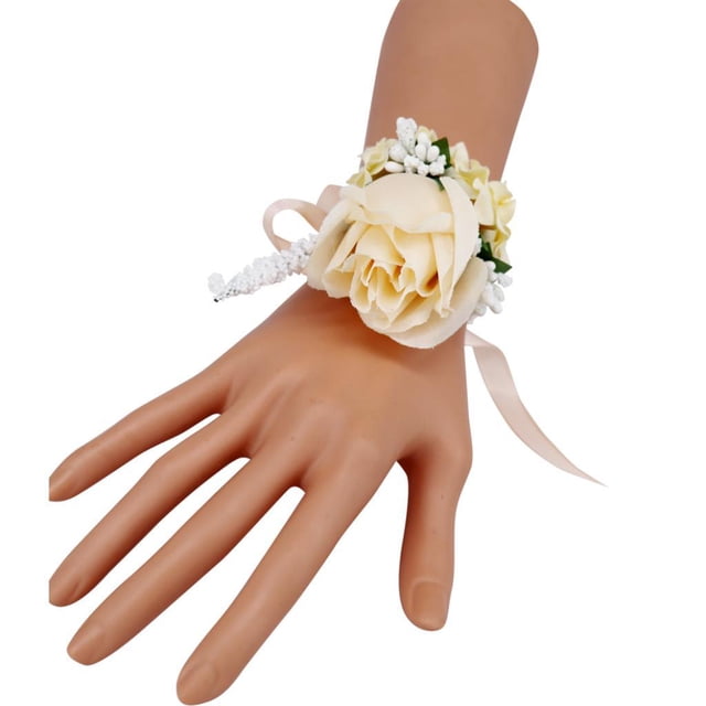 Wrist Corsage Wristband Roses Wrist Corsage, Man and Girl Brides Rose Wedding Flowers Accessories Prom Suit Decoration champán Soledad Flor de mano de corsage de muñeca