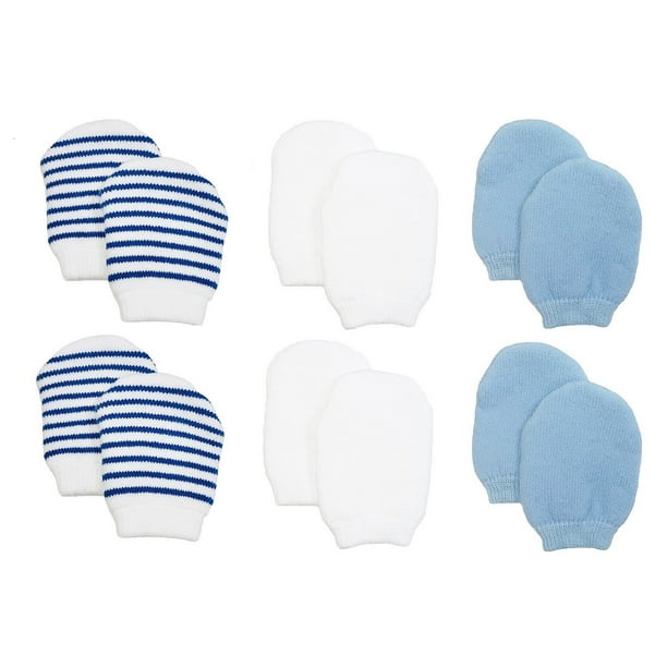 Nurses Choice Newborn Baby Boy No Scratch Cotton Mittens Variety Pack