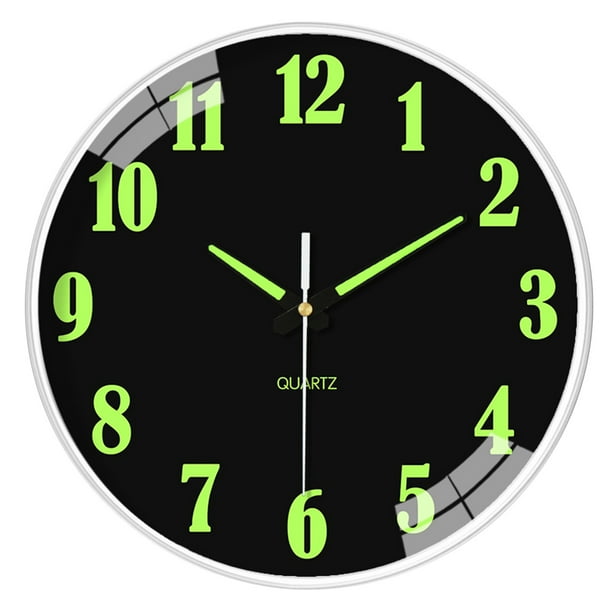 Glow in The Dark Wall Clock 12 Inch, Large Dial, Battery Operated, 30cm Wall Hanging, Luminous