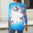 thumbnail image 6 of 250th Anniversary USA Womens Shirts 3/4 Sleeve T Shirts Loose USA Flag Print Tops Independence Day Patriotic Pullover 4th of July Celebration Party V Neck Blouses Multicolor M, 6 of 6