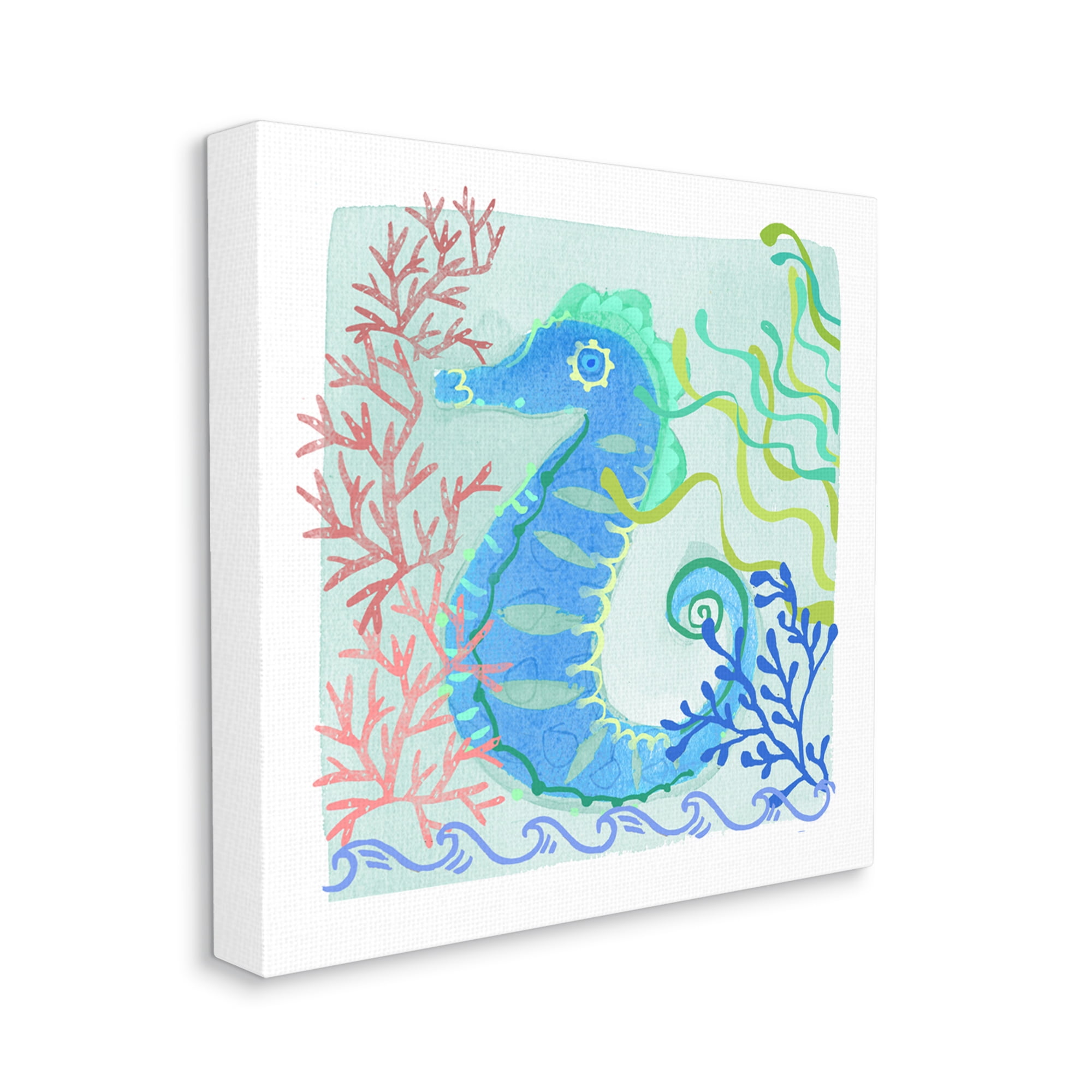Stupell Industries Funky Seahorse Portrait Layered Sea Life Botanicals Graphic Art Gallery Wrapped Canvas Print Wall Art, Design by unknown