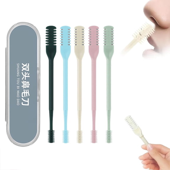 2-in-1 Nasal Hair Cutter, 2025 New Double-Sided Nose Hair Trimmer with Ear Picker for Men and Women, 360° Rotating Nose Hair Removal Tool (5 PCS)