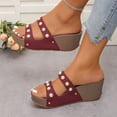 thumbnail image 5 of Norvail Womens Pearl Studded Thick Soled Wedge Sandals, Wide Foot Sandals for Women Dressy, Open Toe Slip On Platform Slides for Summer Beach Vacation Plus Size, 5 of 7