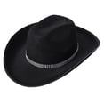 thumbnail image 4 of Wide Brim Rhinestone Cowgirl Hat for Women Girls Cowboy Themed Party, 4 of 9