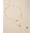 thumbnail image 3 of Women's 18K Gold Plated Layered Y Necklace with Ruby Teardrop Pendant, 3 of 6