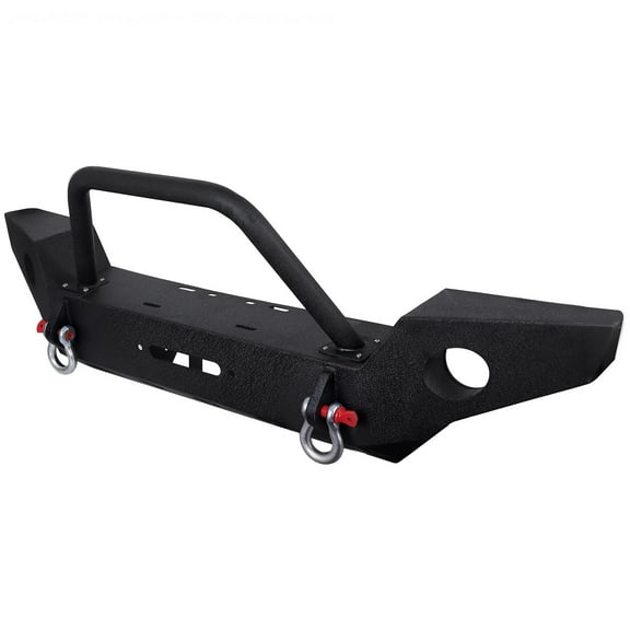 Steel Off Road Full Width Front Bumper,Jk Front Bumper Fits 2007-2018 Jeep Wrangler JK, Textured Powder-Coated, Automotive Bumpers with Fog Light Hole, D-Rings, Winch Plate