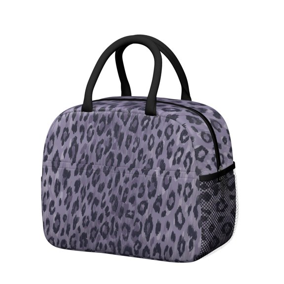 Womens Leopard Pattern Purple Lunch Box for Work,Insulated Lunch Bag for Women,Loncheras Para Mujer,Leakproof Adult Lunch Bag for Work,Beach,Travel,Picnic,Camping