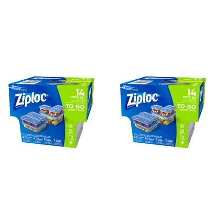 (2 pack) Ziploc Container with One Press Seal, To Go Variety Pack, 7