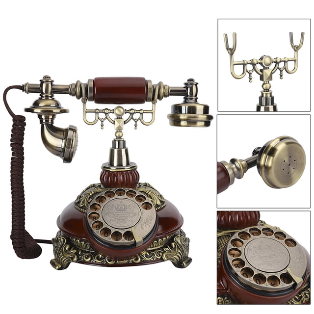 Teléfono con plato giratorio, teléfono con plato giratorio de resina, teléfono con dial europeo, teléfono antiguo, valor excepcional