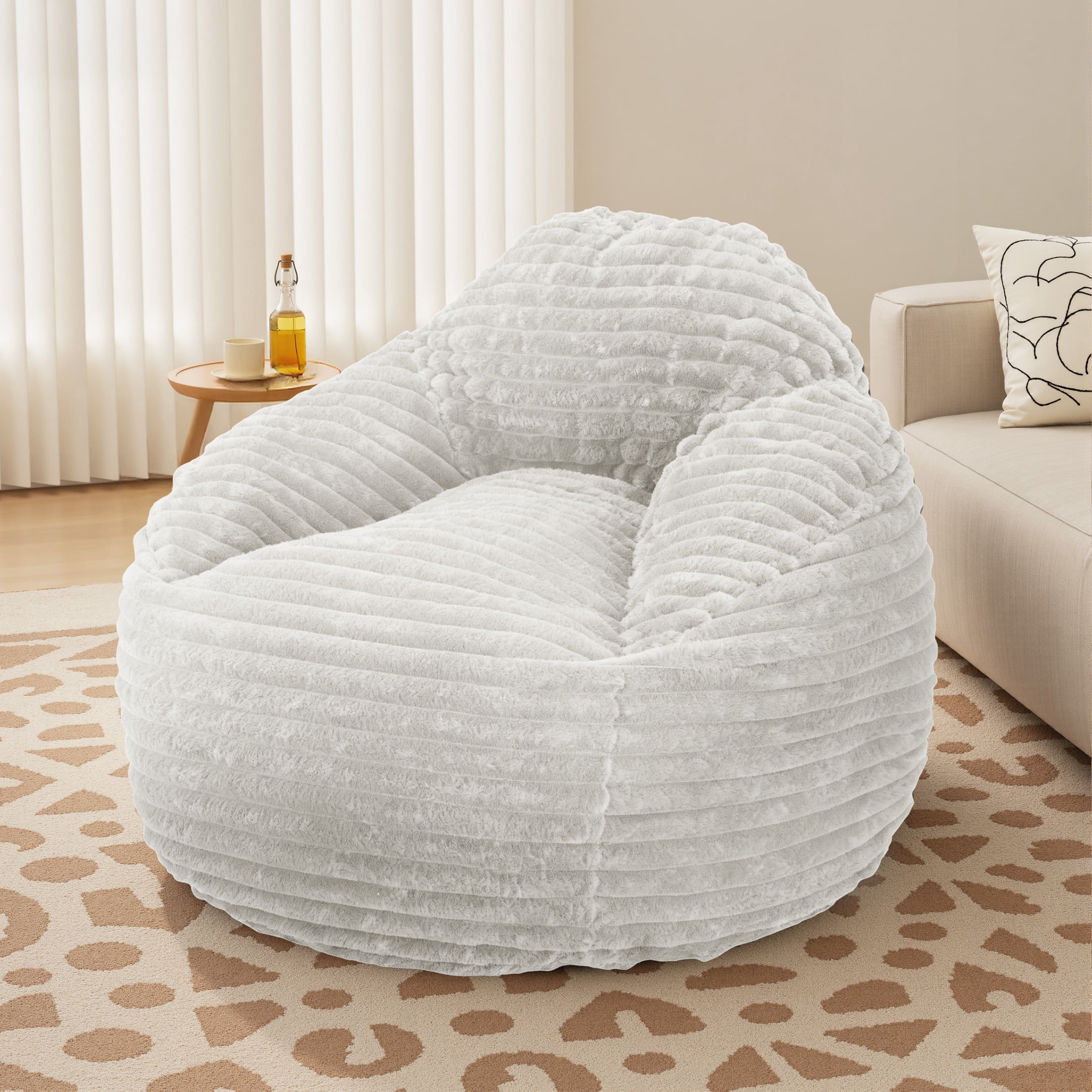 edx Bean Bag Chair Lounger Chair, Cozy Beanbag Sofa with Removable Fabric Cover for Living Room Bedroom College Dorm, 3.2 ft Taupe