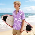thumbnail image 6 of Ugoldhm Children's Printed Short-Sleeve Shirts Cuban-Collar Single-Button Beach Vacation Floral Shirts Boys' Casual Open-Front Tops, 6 of 8