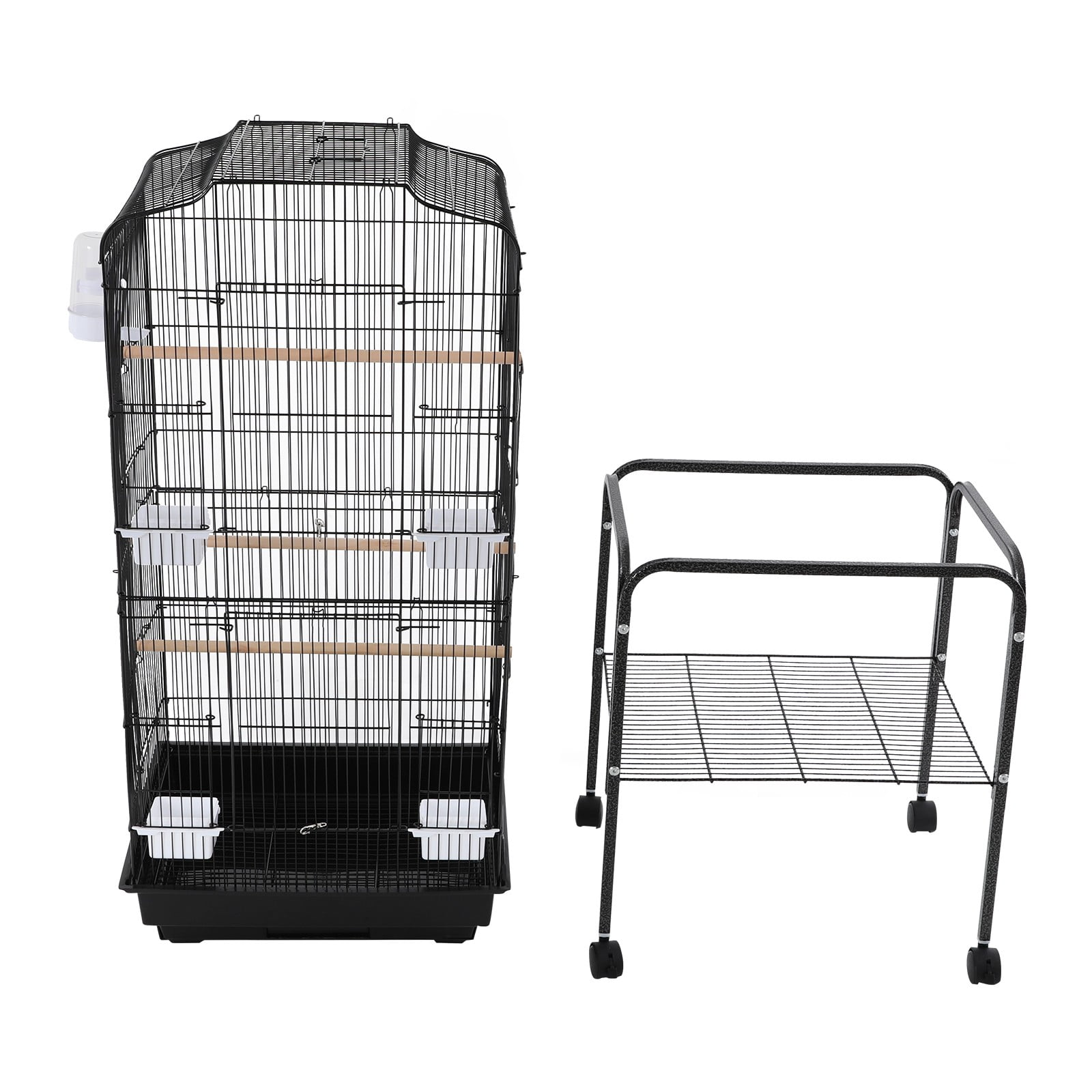 Large Birdcages, 29.5 Inch Height Black Parrot Bird Cage with Stand, Ventilation Structure & Horizontal Bars for Safe Climbing, Easy Observation Design for Small Medium Pet Birds