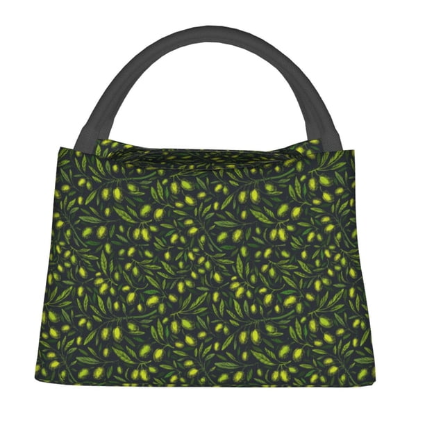 Easygdp Green Branch Olive Bolsa de Almuerzo Insulada Reutilizable, Bolsa de Mano y Bandolera para Oficina, Trabajo, Viajes