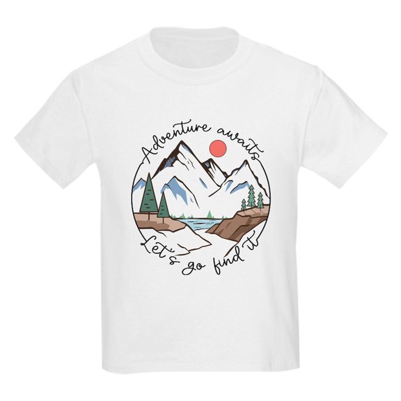 CafePress - Adventure Awaits Let'S Go Find It T Shirt - Light T-Shirt Kids XS-XL