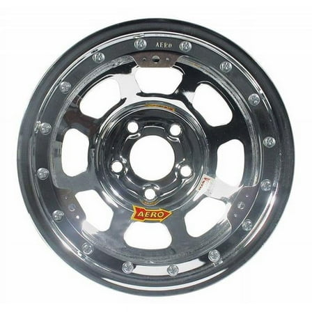 Aero Race Wheels 53-284740 53-Series IMCA Rolled Beadlock Wheel - Chrome - 15 x 8 in. - 5 x 4.75 in. Bolt Circle - 4 in. Back Spacing - 23 lbs
