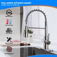 thumbnail image 6 of Sunrinx Pull Down Kitchen Faucet Brushed Nickel Stainless Steel 3-Spray Sink Faucet, 6 of 16
