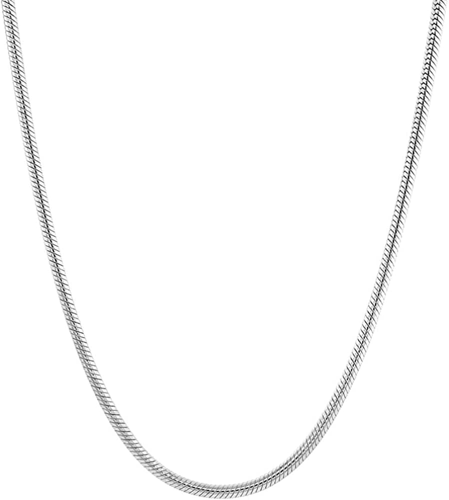 1.2mm 1.5mm Made in Italy Comes in 0.8mm 2mm & 3mm 1mm Savlano 925 Sterling Silver Solid Italian Round Diamond Cut Snake Chain Necklace for Men & Women