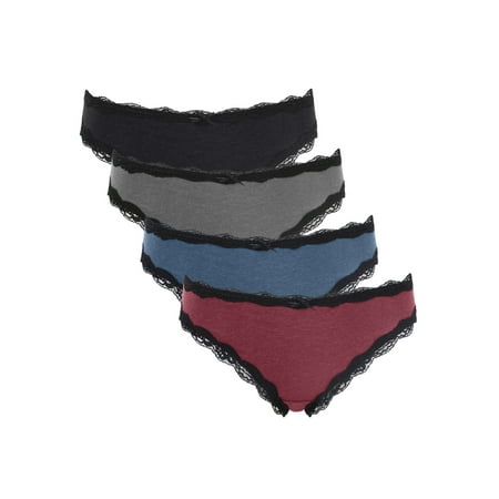 

BeautyIn Women s Underwear Cotton Soft Lace Trim Panties Briefs 4 Pack