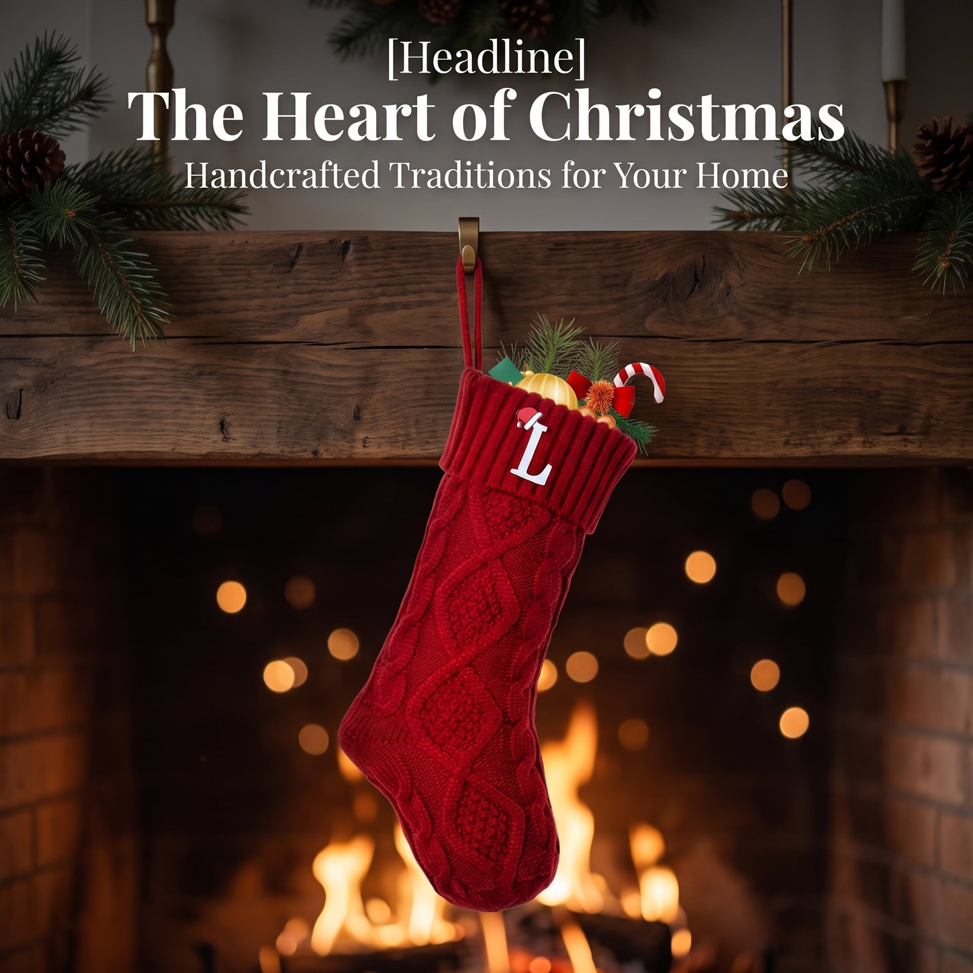 Unique Bargains Canine Bone Christmas Stocking Puppy Keepsake Sack Red Letter L 17"