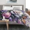 thumbnail image 4 of Cozy Floral & Butterfly Print Flannel Throw Blanket Soft Warm and Skin-Friendly Machine Washable for Couch Bed Car Camping Office Decor All-Season Versatile Gift, 4 of 7