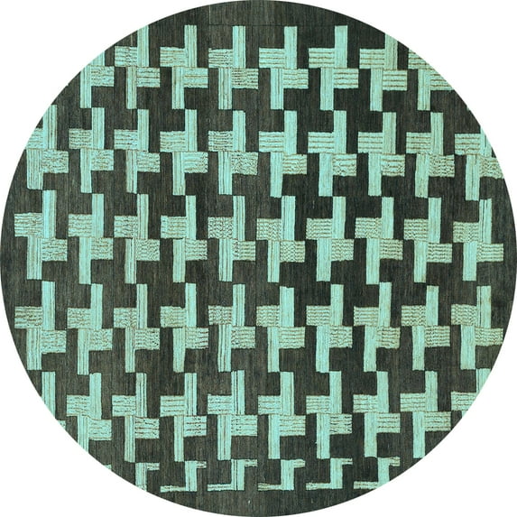 Ahgly Company Indoor Round Abstract Light Blue Modern Area Rugs, 6' Round