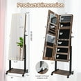 thumbnail image 4 of Giantex Standing Jewelry Cabinet, Lockable Jewelry Armoire Organizer w/ 3-Color Dimmable LED Full-Length Mirror, Brown, 4 of 9