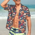 thumbnail image 7 of Bingfone Men's Short Sleeve Button Down Shirts Hawaiian colorful Skull rose Printed Beach Shirt, 7 of 7
