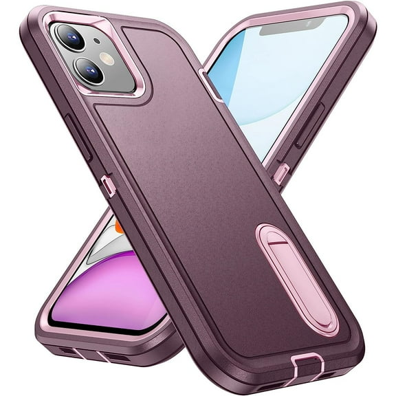 Military Grade TUFF Hybrid Armor Case with Kickstand for iPhone 11 - Burgundy