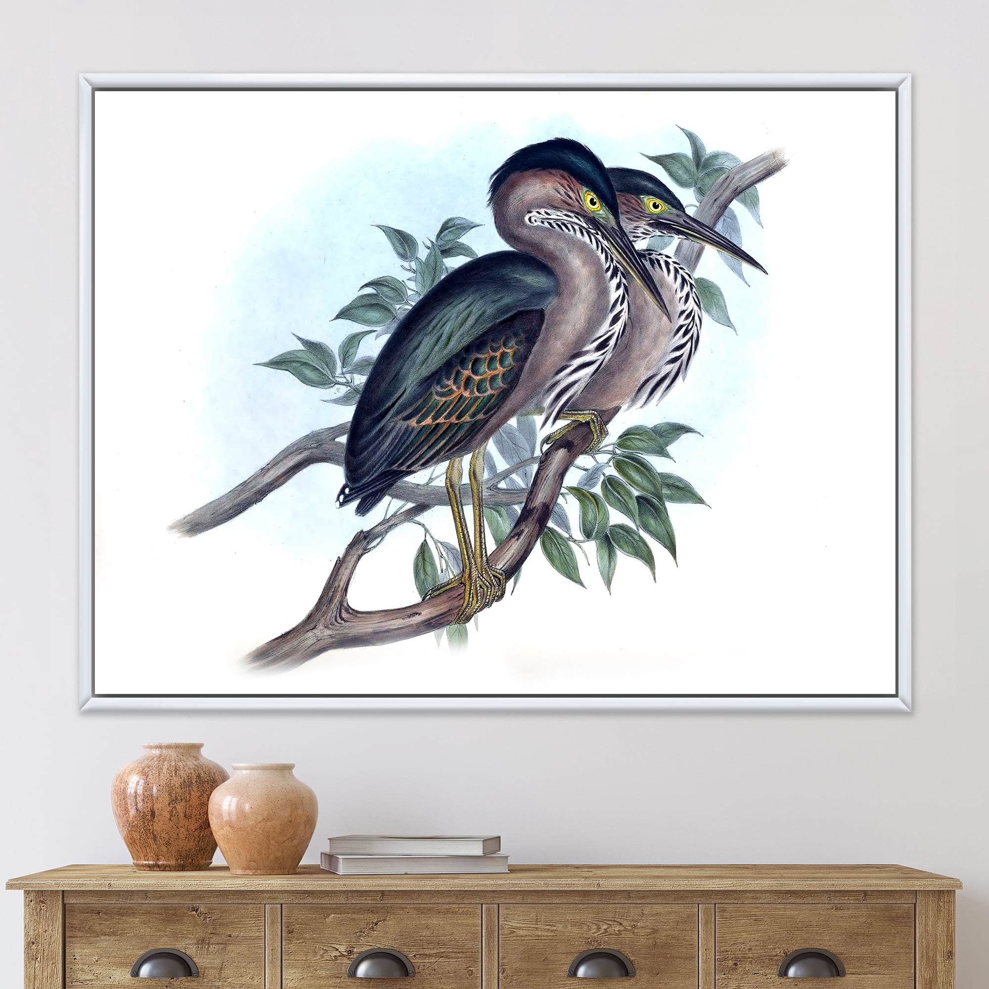 Designart 'Ancient Australian Birds VII' Traditional Framed Canvas Wall Art Print