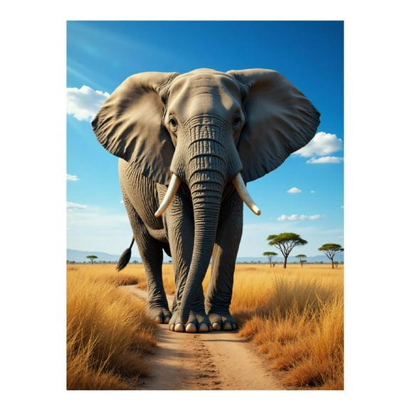 Diamond Art Kit for Adults, Giant Elephant Majestic Savanna Stroll Diamond Painting for Adults Beginners, 5D DIY Diamond Art Painting Kits, Colorful Diamond Painting Craft for Home Decor 12x16