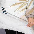 thumbnail image 3 of Oversized Wearable Blanket Hoodie,Blue Boho Abstract and Plant Pattern Sherpa Blanket Hoodie with Super Pockets,Super Warm Fuzzy Pullover for Women & Men, 3 of 6