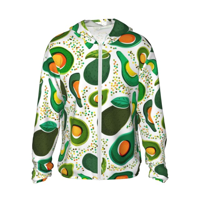 Lsque Green Avocado Pattern UPF 50+ Lightweight Sun Protection Men's Women's Long Sleeve Shirt, Hoodie Performance -Large