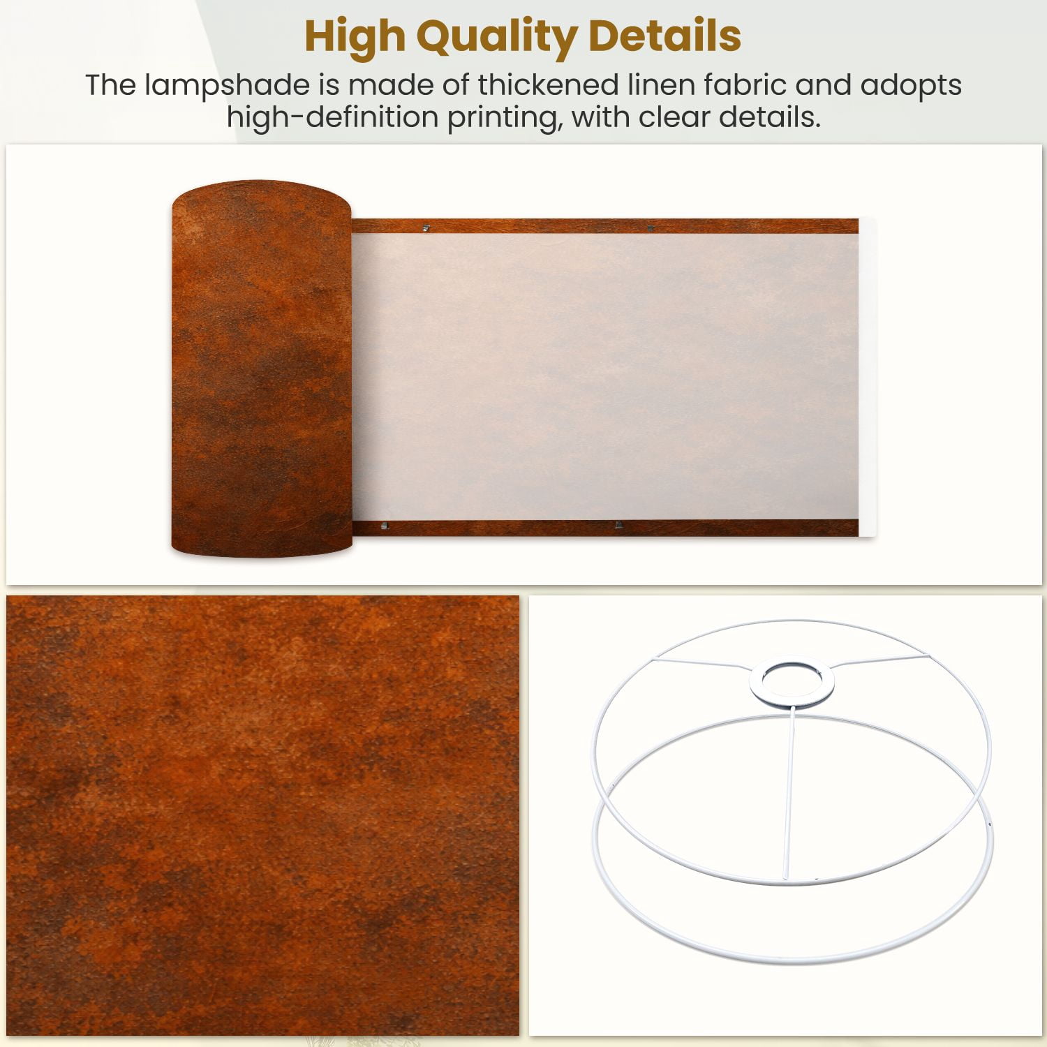 Linen Drum Lampshades Grunge rusty orange brown metal steel stone texture panorama 13"x13"x10" Light Shade for Table Lamps Floor Lamp Shades Lampshade Replacement Assembly Required