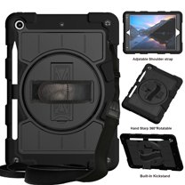 Allytech Shockproof Case for Apple iPad 9th 8th 7th Generation, iPad 10.2" 2021/2020/2019 Case, Rugged Shoulder Strap Rotating Stand Shoulder Strap Kids Friendly BumperCase - Black