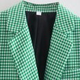 thumbnail image 3 of Puntoco Damas Vintage Doble Botonadura Manga Larga A Cuadros Mujer Hombro Acolchado Traje Blazer Rollbacks Puntoco Puntoco-3124, 3 of 7