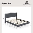 thumbnail image 3 of Costway Queen Size Upholstered Platform Bed with Button Tufted Wingback Headboard Grey, 3 of 10