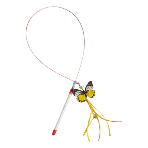 Juguete para gatos con forma de mariposa y mango ergonómico, divertido juguete para gatos. mariposa amarilla