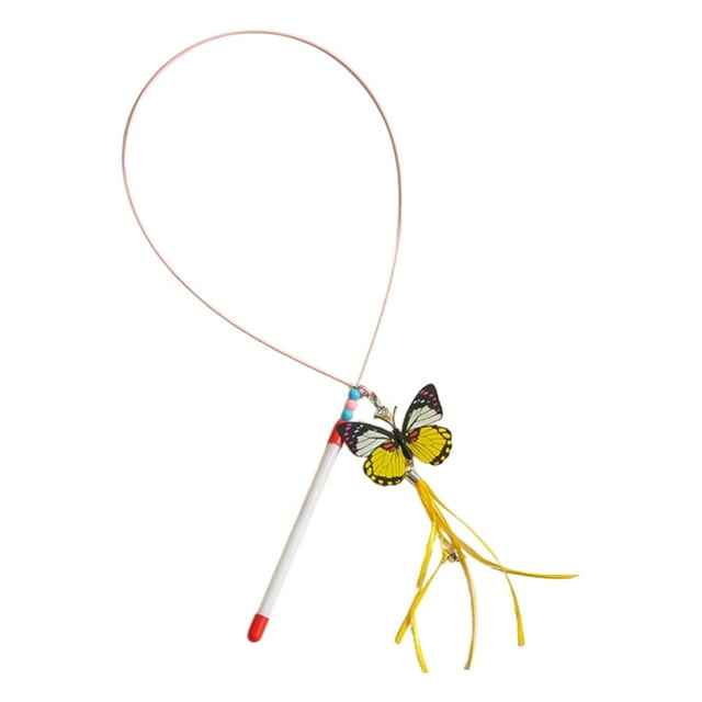 Juguete interactivo con forma de mariposa para gatos, divertido juguete para practicar con cascabeles. mariposa amarilla