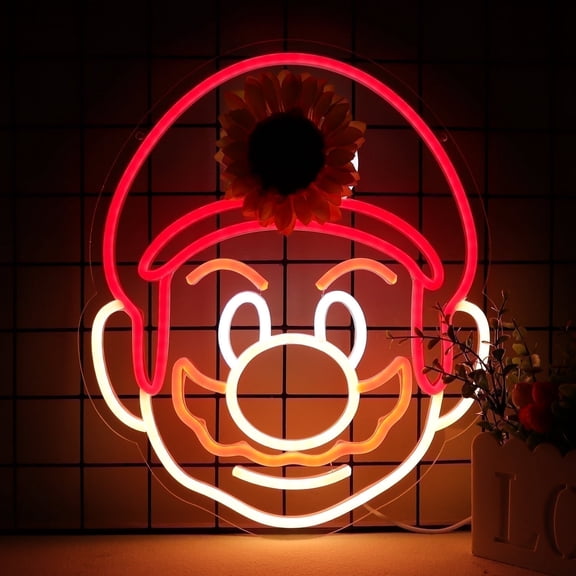 Retro Pixel Character Neon Sign LED Dimmable Light USB Wall Decor Lamp with Remote for Gaming Room Bedroom Party
