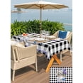 thumbnail image 4 of Easter Outdoor Tablecloth - 60x84 Inch Rectangle Dining Table Cover, Spring Bunny Botanical Blooms Flowers Black Plaid Waterproof Outdoor Table Cloth with Umbrella Hole & Zipper for Picnic/Patio, 4 of 7