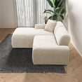 thumbnail image 3 of Chapman Corduroy Fabric Living Room L-Shaped Left Sectional Sofa in Cream, 3 of 6