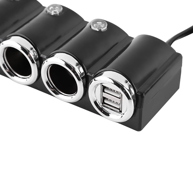 Splitter De Encendedor De Cigarrillos, Adaptador De Cargador De Potencia De Encendedor De 4 En 1 Automóvil Con 4 Enchufes Y 2 Puertos USB Para Teléfonos Celulares, GPS